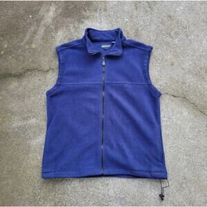 Vtg Y2k Point Zero Men's Zip Up Navy Fleece Zip Up Vest Size Lg Techwear Skater